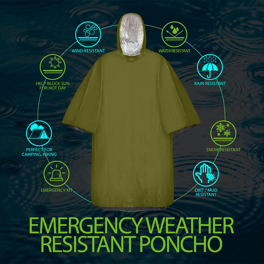 3/5-Pack Emergency Poncho Set  - Emergency Poncho Rain 评论和价格
